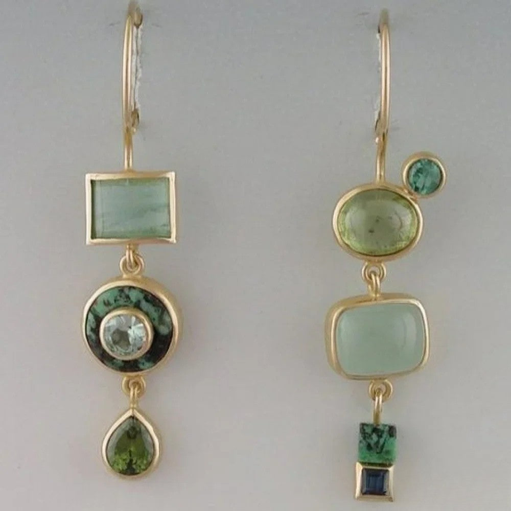 Pendientes Colgantes Retro Verdes