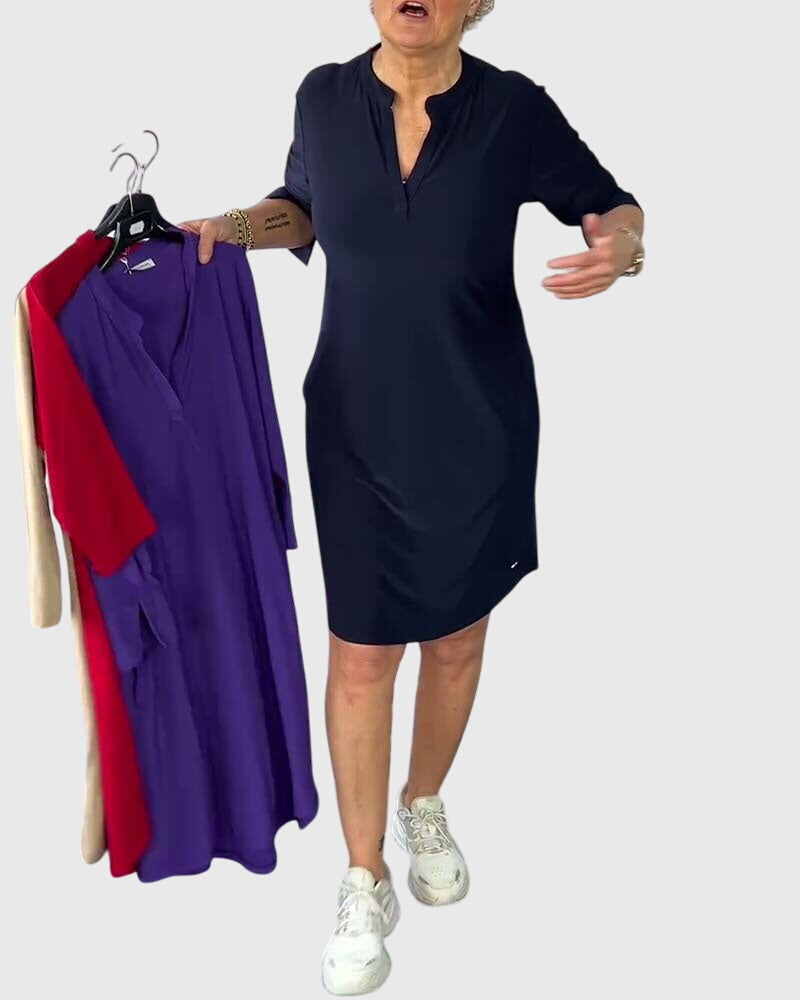 Katherine | Vestido Sólido con Escote en V