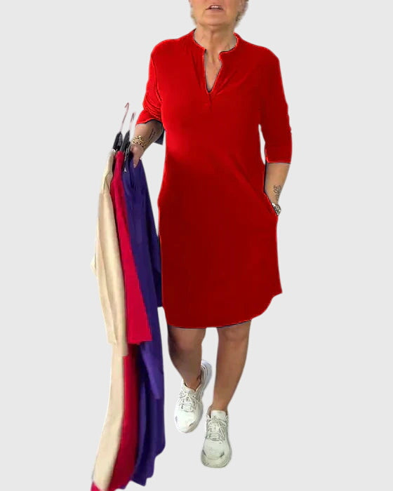 Katherine | Vestido Sólido con Escote en V