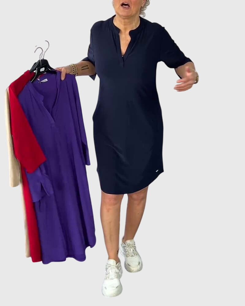 Katherine | Vestido Sólido con Escote en V