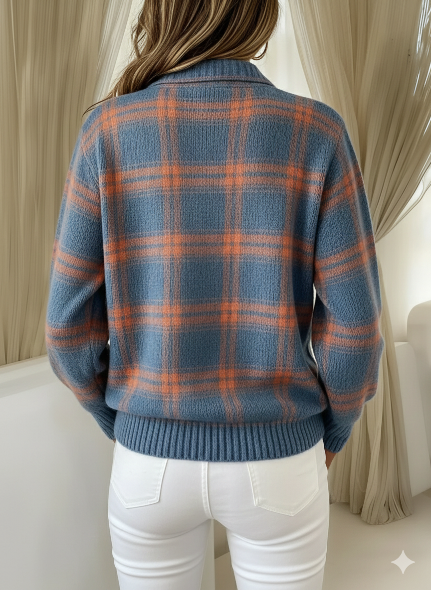 Victoria | Suéter Retro de Cuadros.