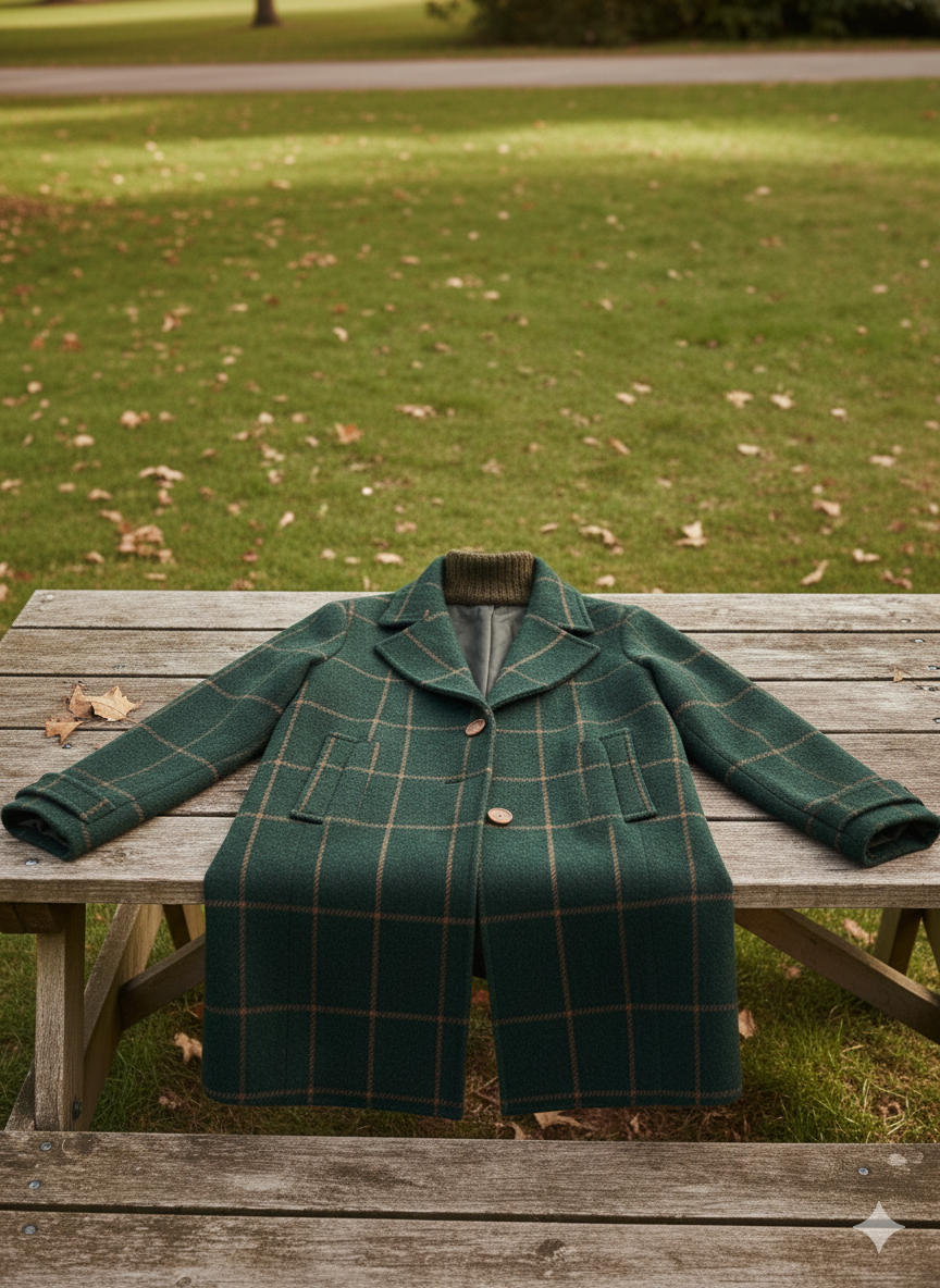 Valeria - Abrigo Elegante de Cuadros en Lana