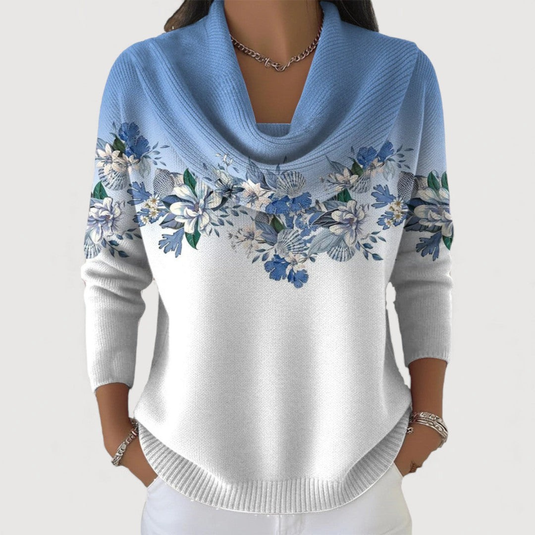 Jersey floral con cuello suave