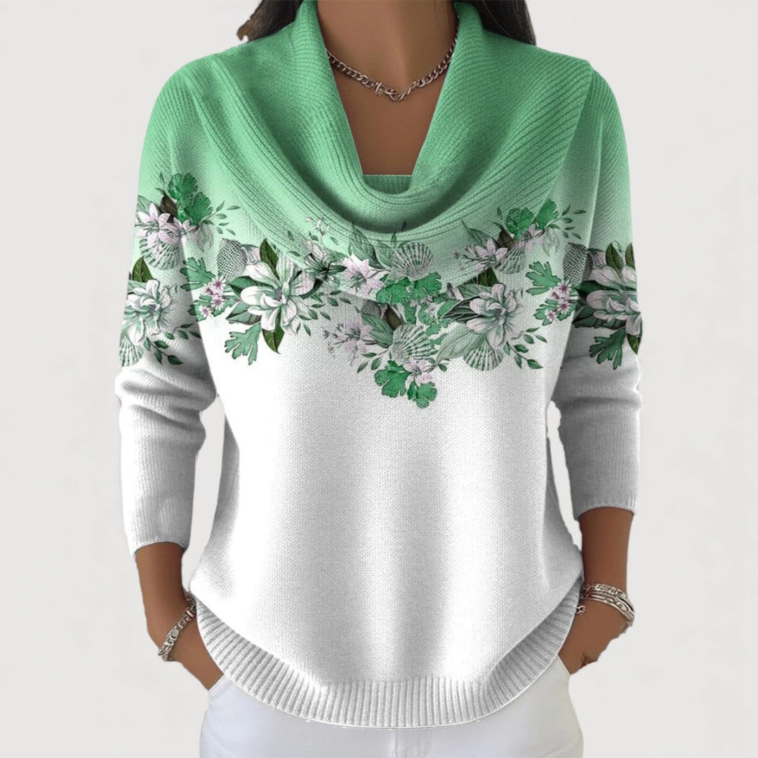 Jersey floral con cuello suave