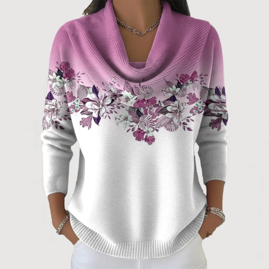 Jersey floral con cuello suave