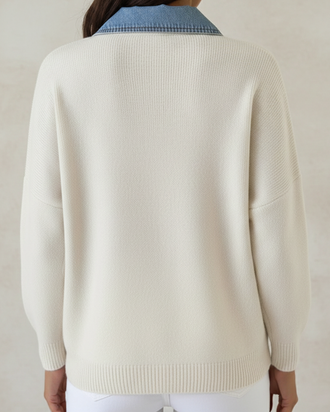 Leonie | Jersey de punto con cuello de denim