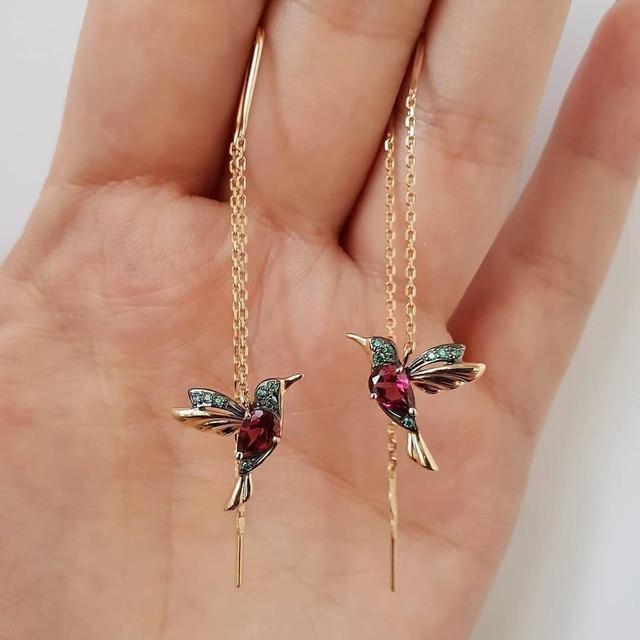 Pendientes Colibrí con Esmalte y Circonitas