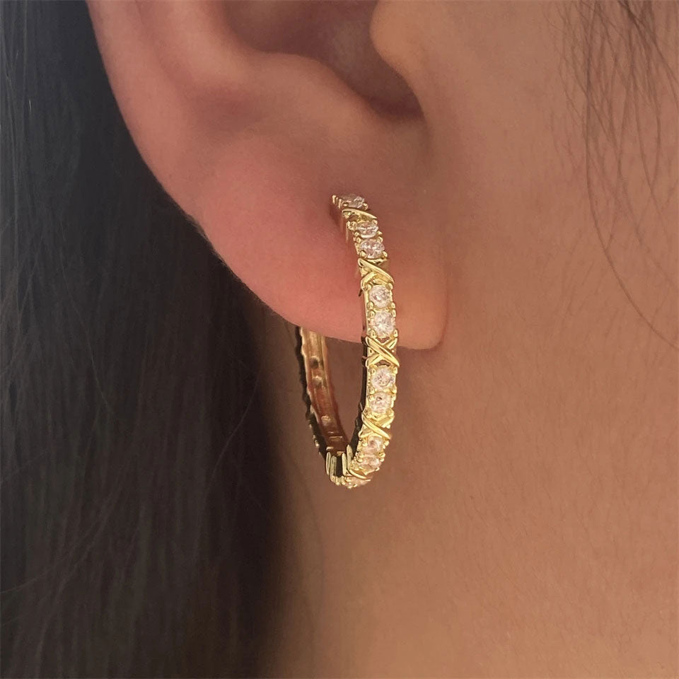 Aurelisse | Pendientes de Cruz de Zirconia en Oro de 18K