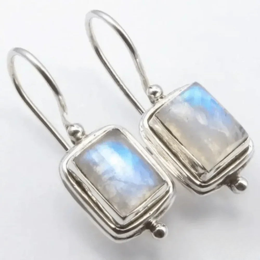 Pendientes Cuadrados de Piedra Lunar Retro