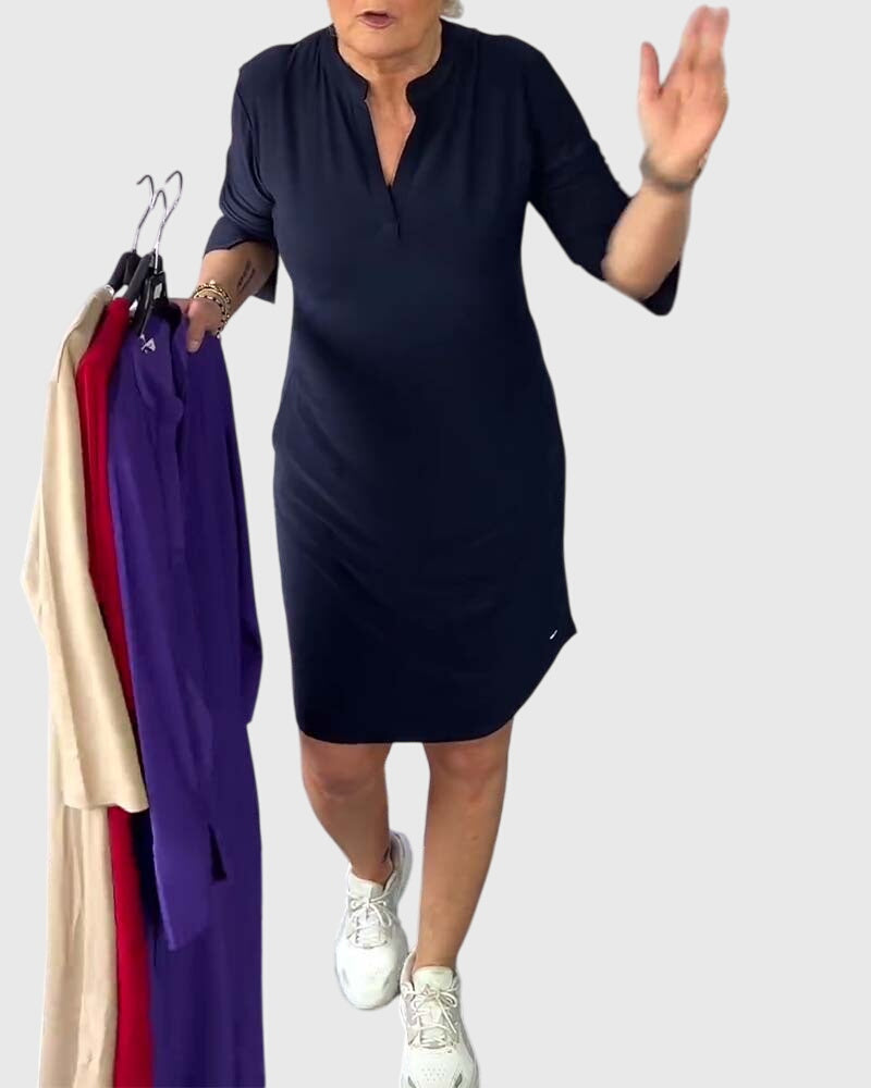 Katherine | Vestido Sólido con Escote en V