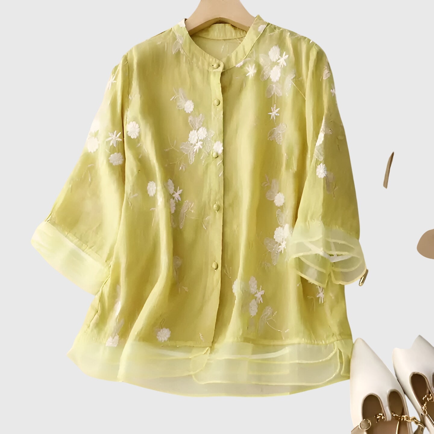 Nellie™ | Top Elegante con Flores Bordadas