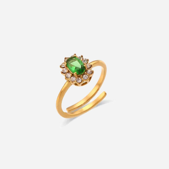 Amaryelle | Anillo de Zirconia Verde en Oro de 18K