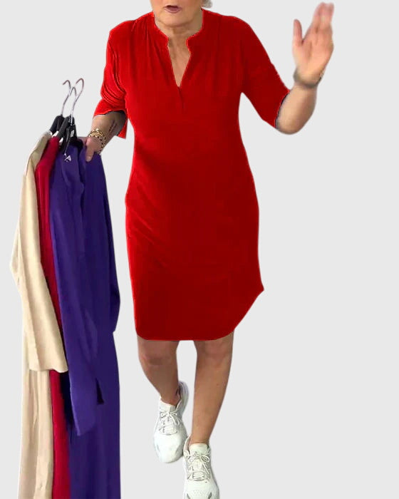 Katherine | Vestido Sólido con Escote en V