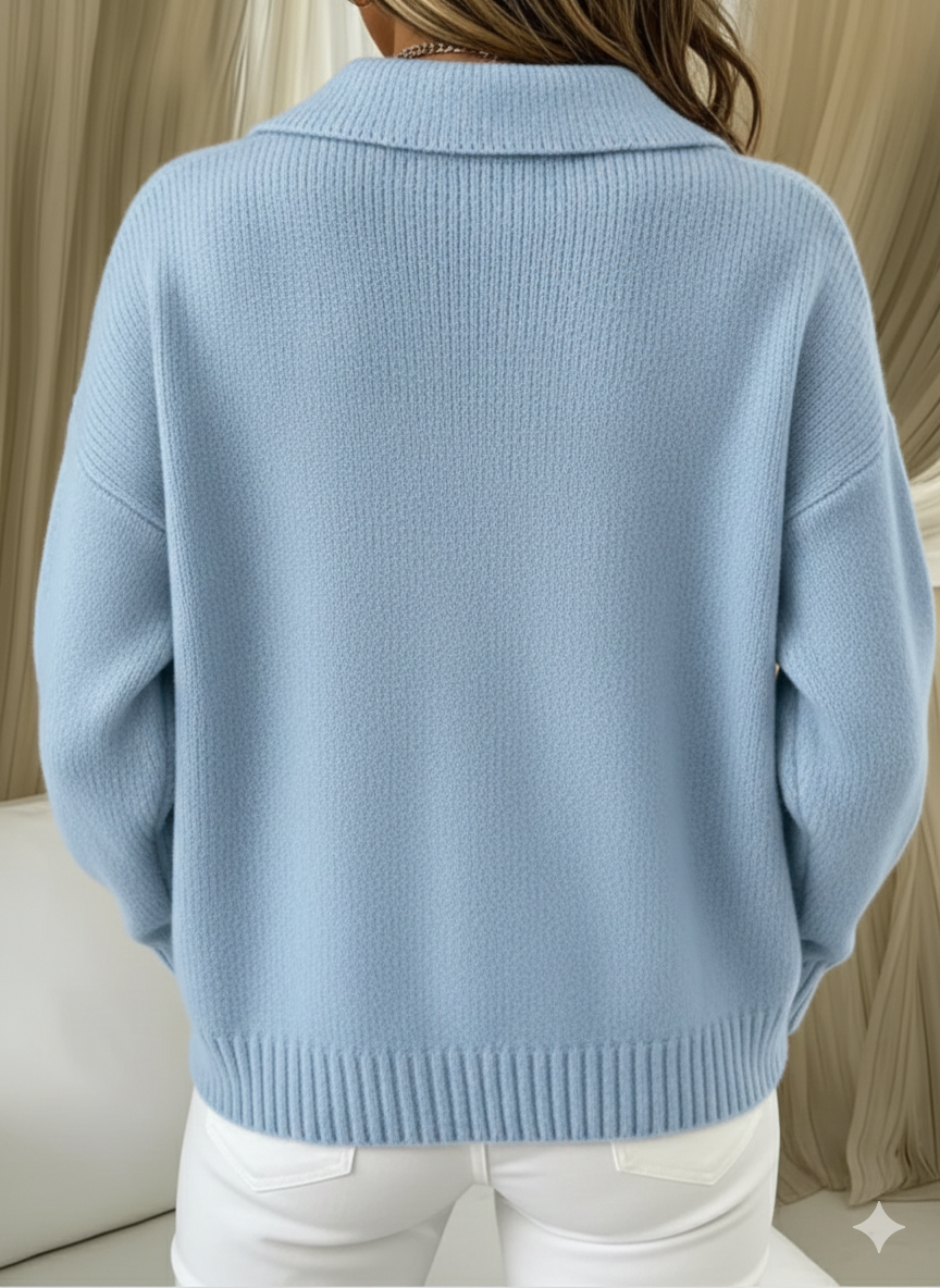 Elara | Suéter Polo de Punto Premium