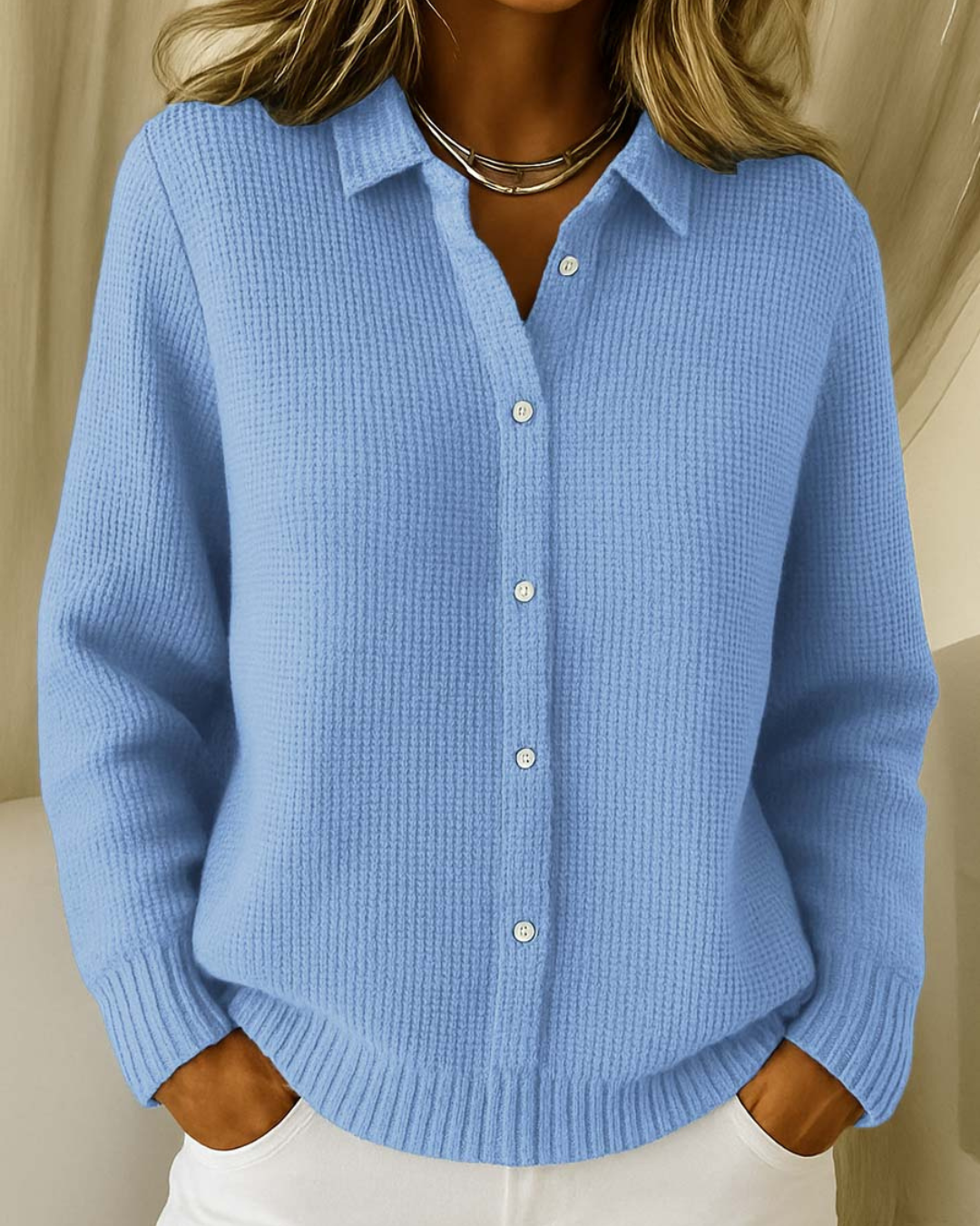 Elena | Cárdigan Clásico en Punto Suave