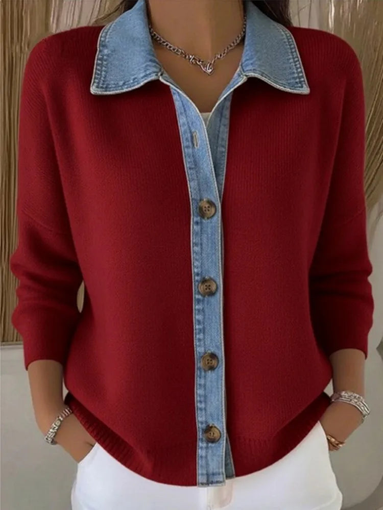 Leonie | Jersey de punto con cuello de denim