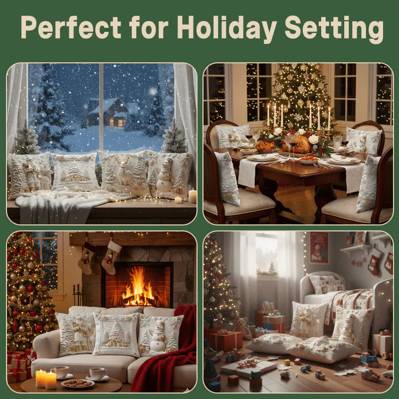 🎄 Fundas decorativas navideñas 3D (juego de 4 unidades)