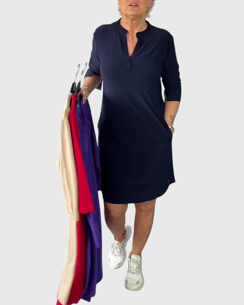 Katherine | Vestido Sólido con Escote en V